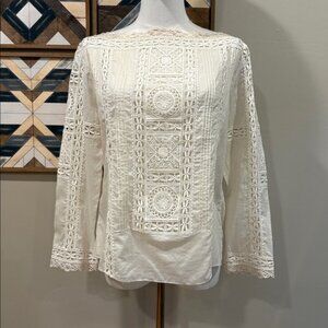Vintage Ralph Lauren Ivory Bateau Neck Lace Top size 10